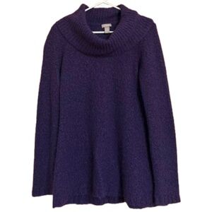 Chico’s Women’s Purple Wool Blend Long Neck Fall Winter Sweater Sz-M